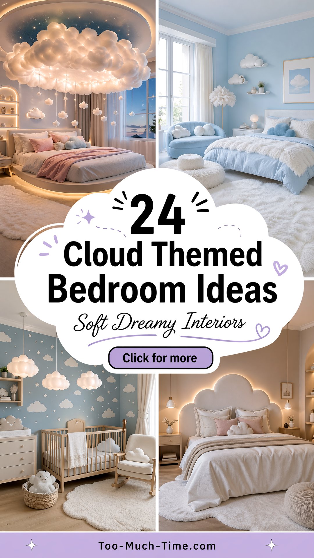 24 Cloud Themed Bedroom Ideas: Soft, Dreamy Interiors - Too Much Time