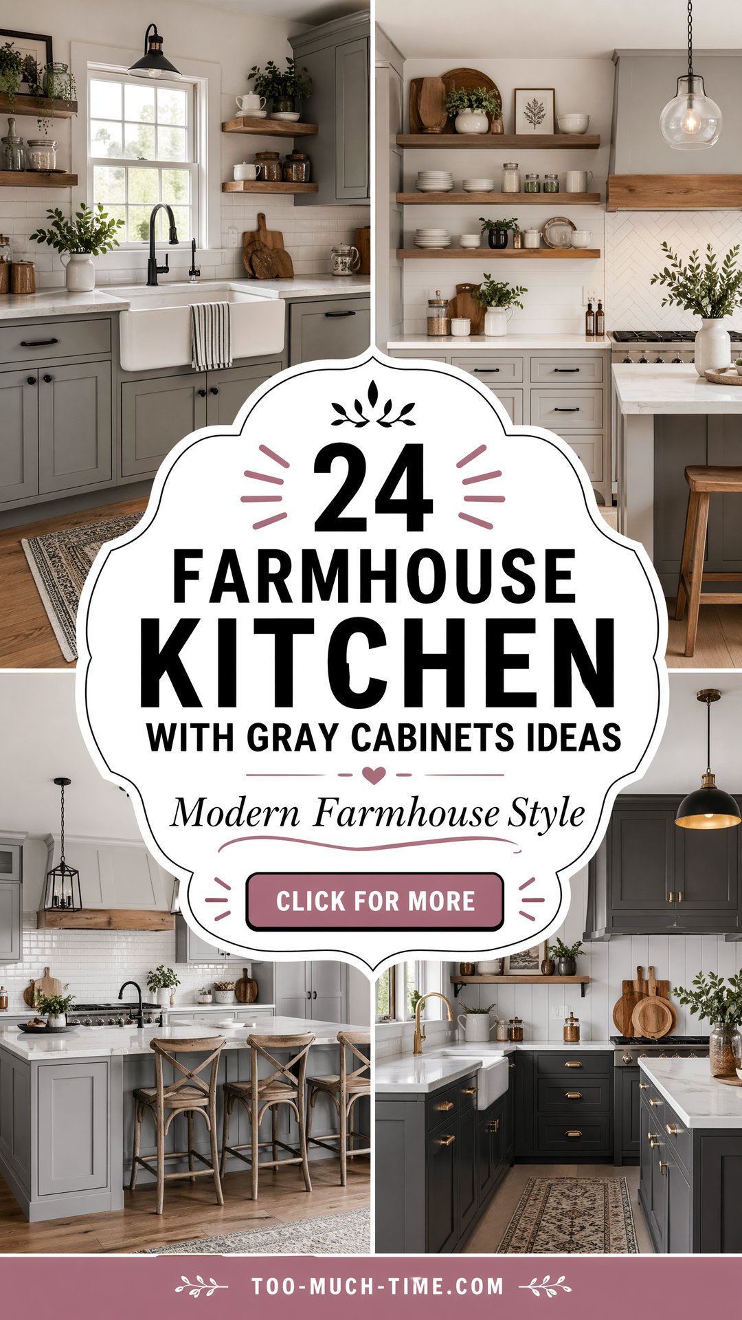 24 Farmhouse Kitchen with Gray Cabinets Ideas: Modern - Too Much Time