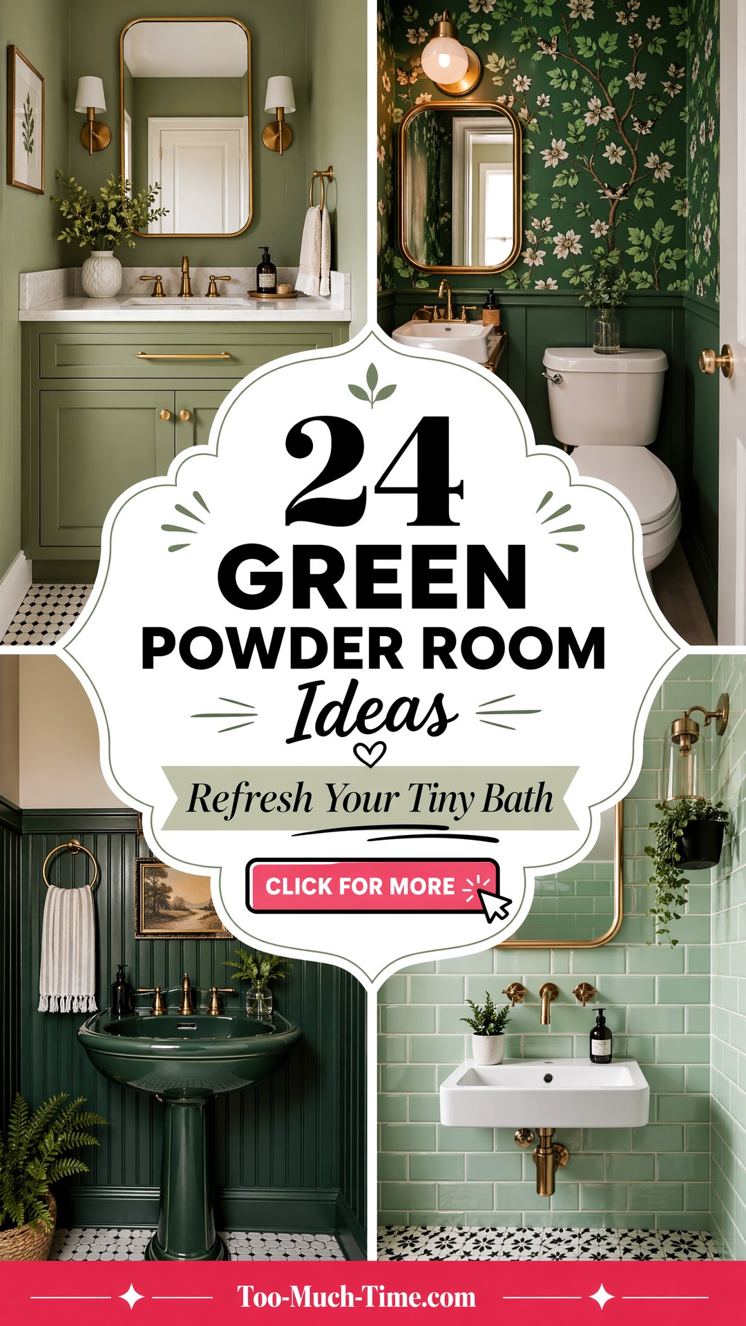 24 Green Powder Room Ideas to Refresh a Tiny Bathroom - Too Much Time