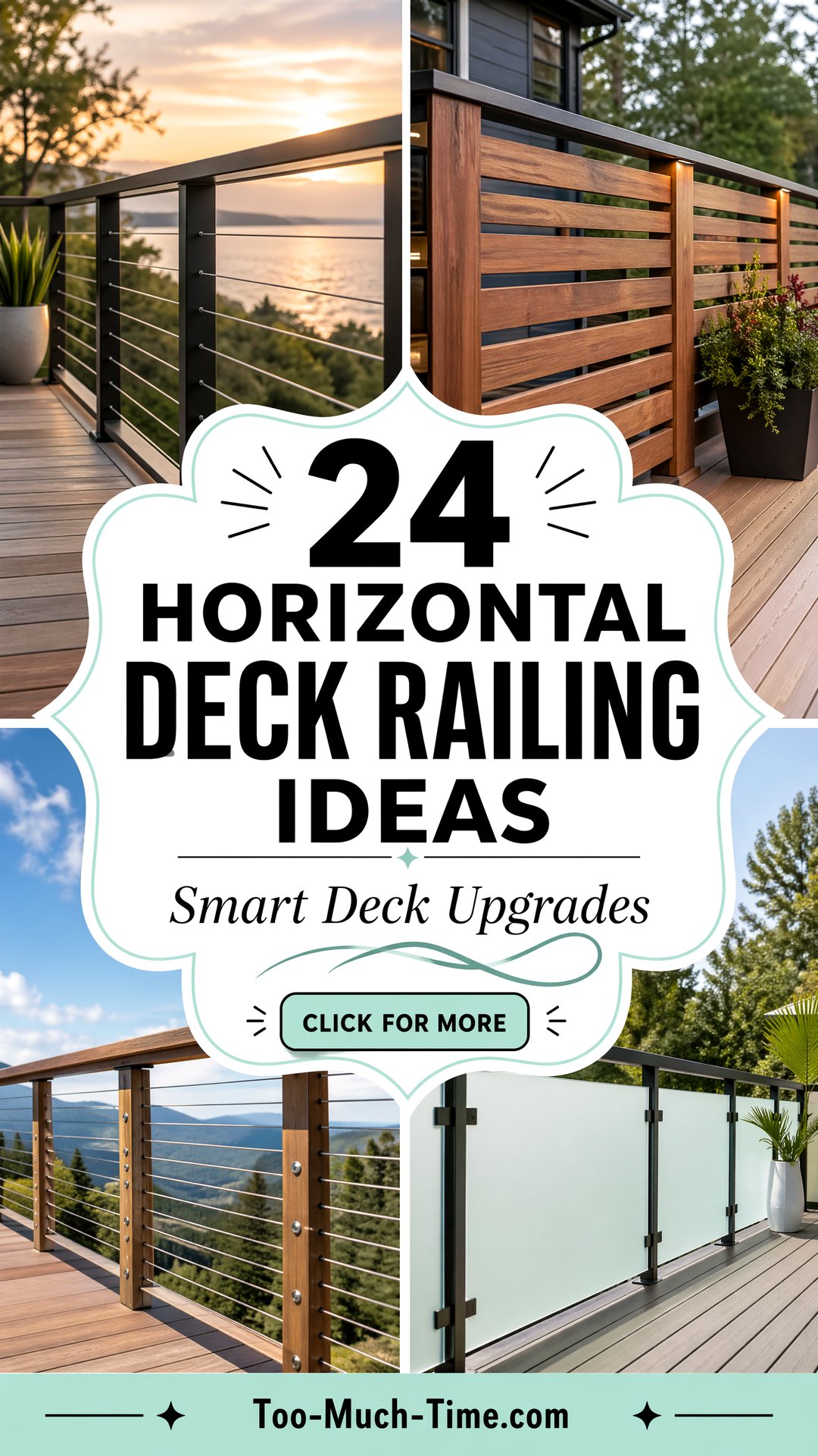 24 Ideas for Decks: 24 Horizontal Deck Railing Ideas - Too Much Time