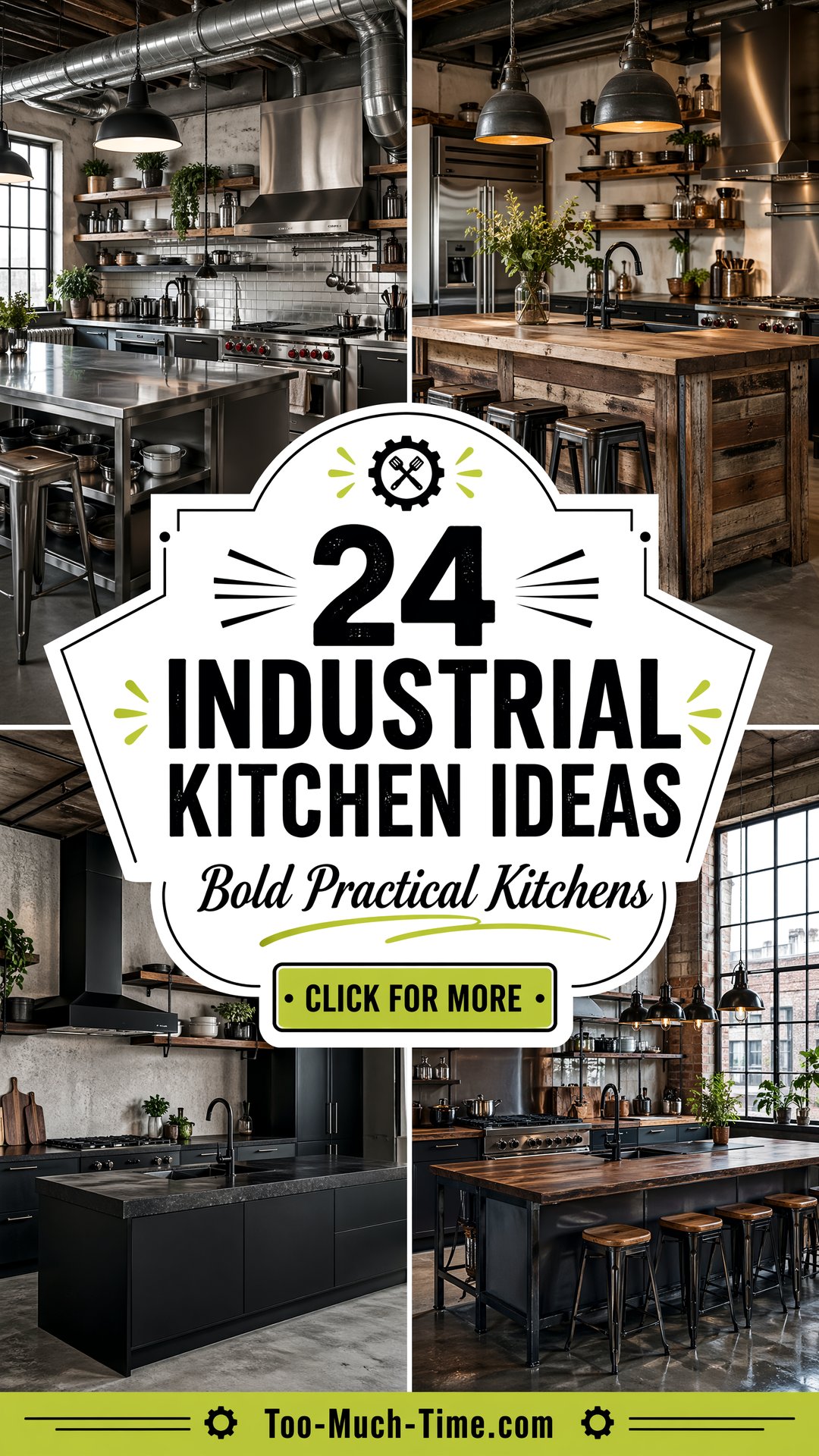 24 Industrial Kitchen Ideas for Bold, Practical Spaces - Too Much Time