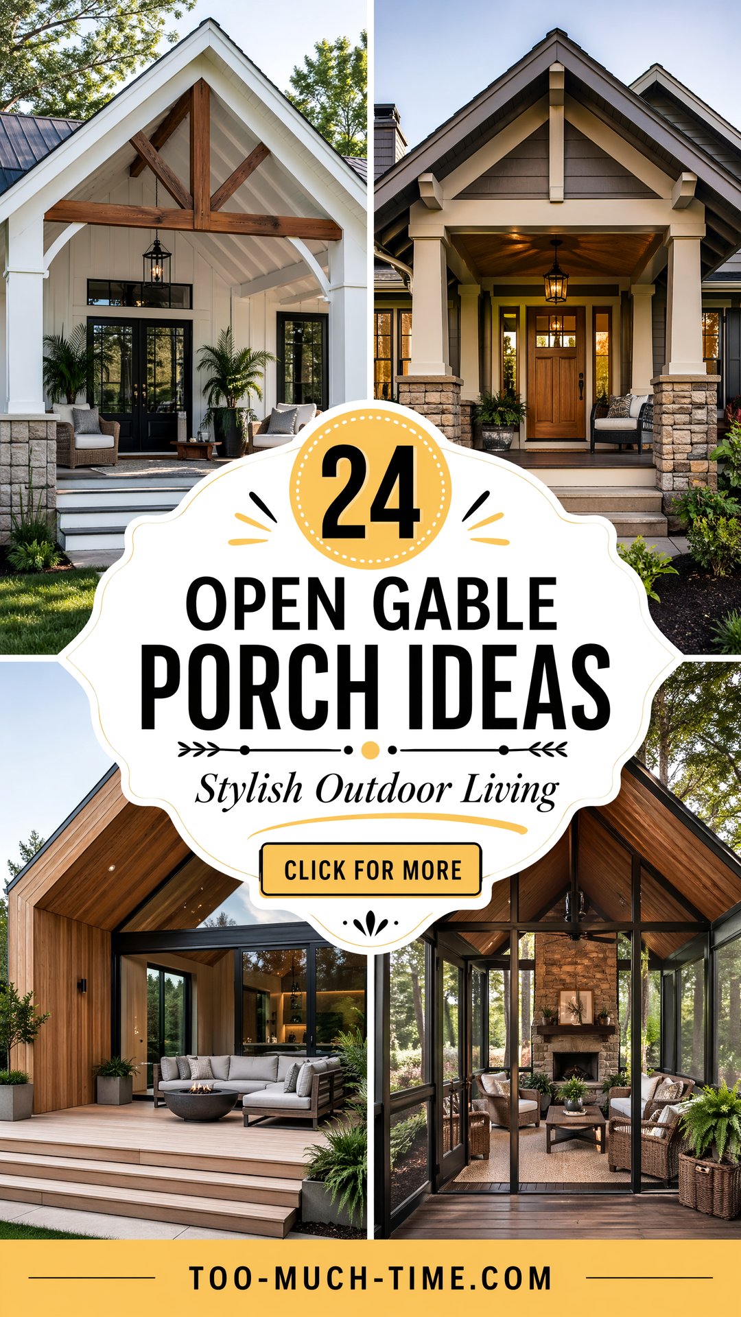 24 Open Gable Porch Ideas for Stylish Outdoor Living - Too Much Time