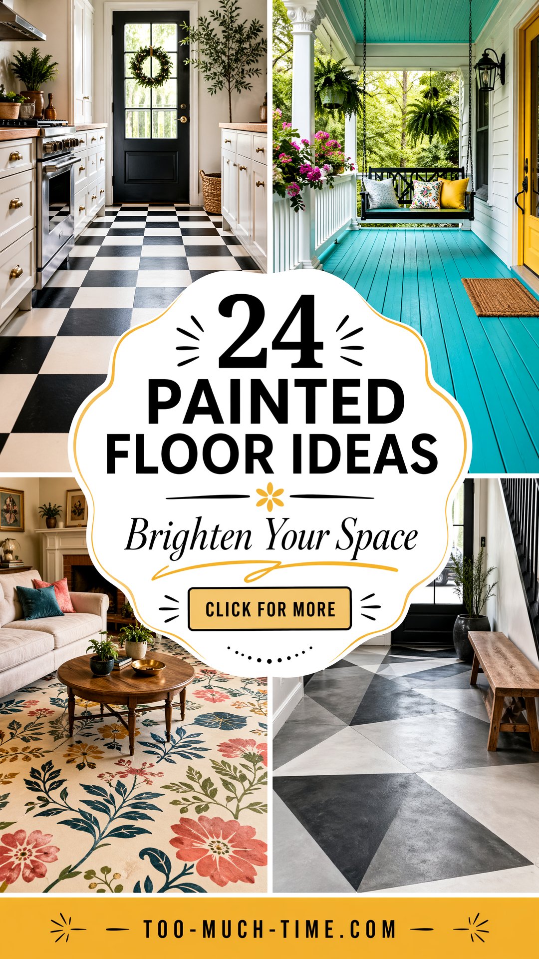 24 Painted Floor Ideas to Brighten Rooms with Color - Too Much Time