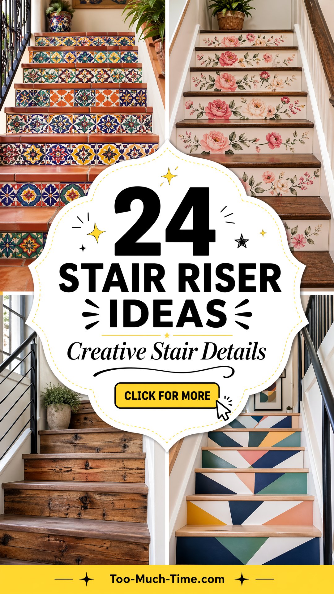 Staircase Riser Patterns 24 Stair Riser Ideas: Creative Staircase Details - Too Much Time